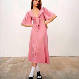 NWT Zara tie-front cut-out open-back midi dress